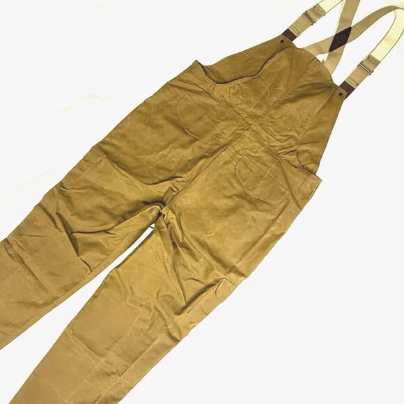 Filson Oil Finished Double Tin Cloth Overalls Bib Men’s 42x 35 Unhemmed USA Tan - Picture 2 of 14